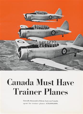 VARIOUS ARTISTS. [WORLD WAR II / FRANCE AND CANADA.] Group of 7 posters and salesmans manual. Circa 1940. Sizes vary.